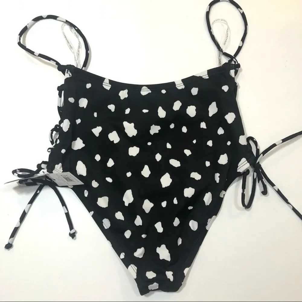 Sundazed Lace up cow print High Waist Swim Bottom